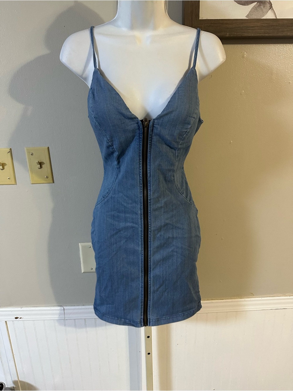 Haute Monde Blue Denim Zip-Front Mini Dress